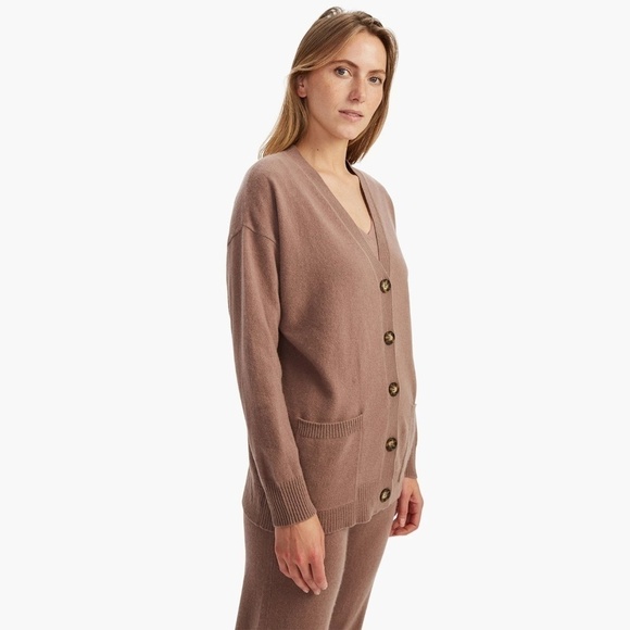 NAADAM Cashmere Boyfriend Cardigan in Mink Size XS - Picture 11 of 11